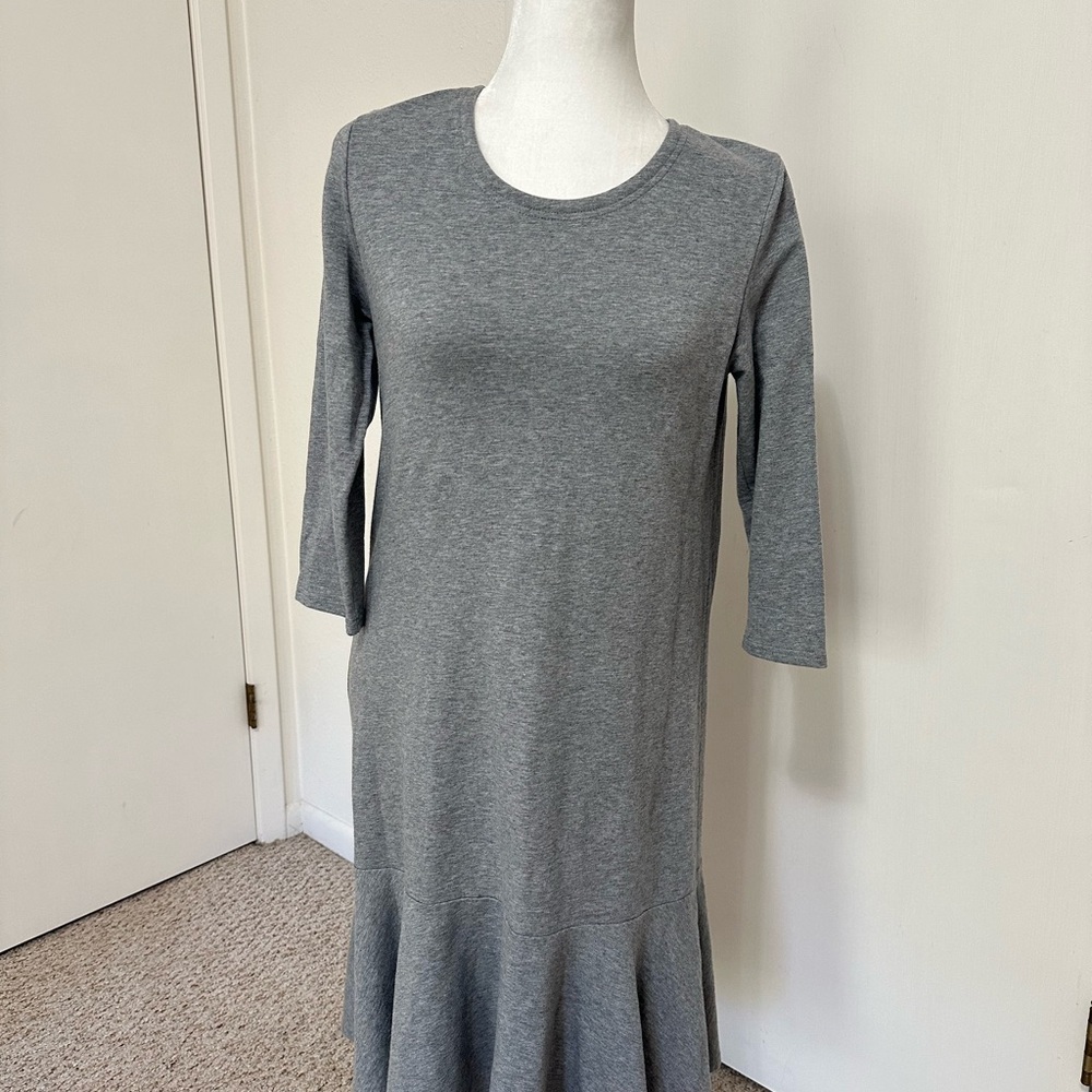 Garnet Hill Women’s Gray Mermaid Skirt 3/4 Sleeve Skater Modal Dress S